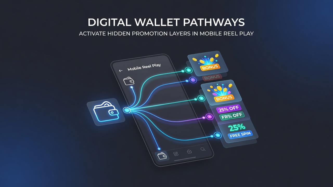 Infographic showing transaction flow from digital wallet to mobile slot promotions with layered bonus indicators