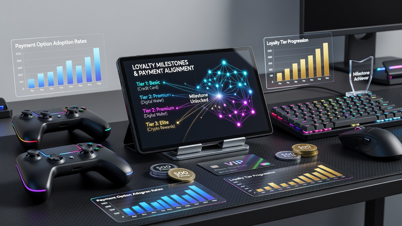 Analytics dashboard illustrating payment method usage correlated with loyalty tier achievements
