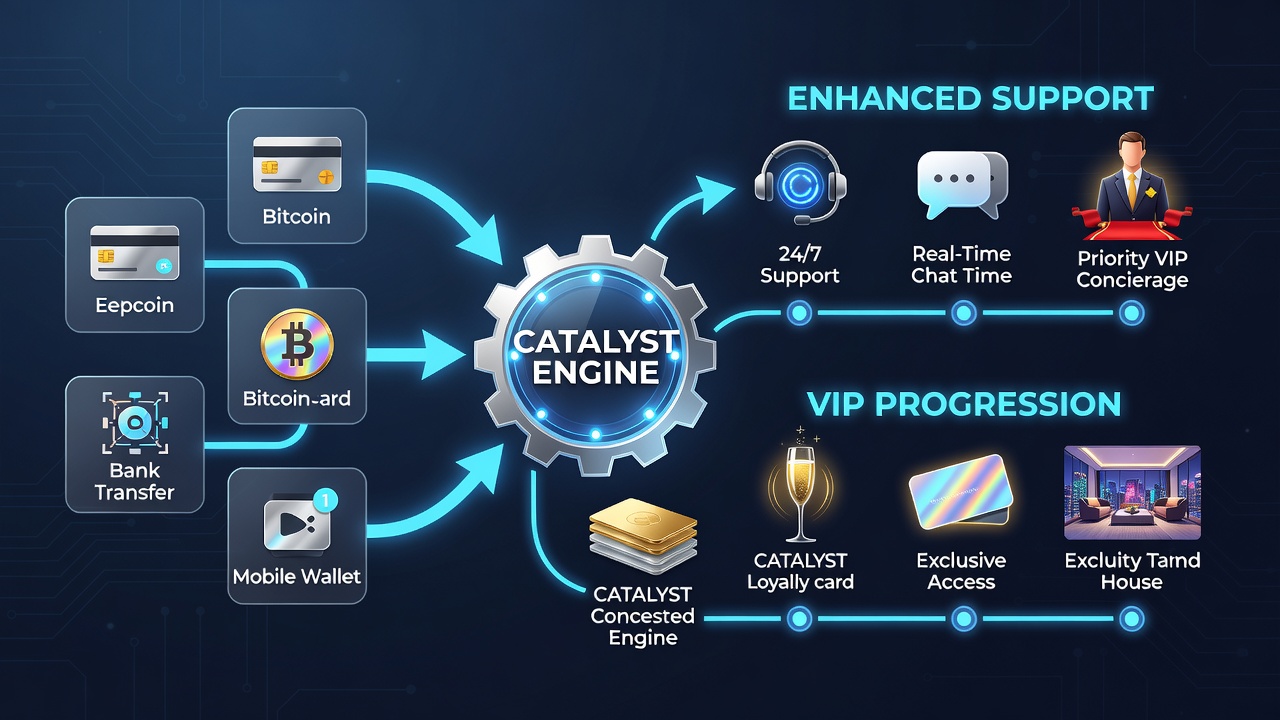 VIP progression dashboard on a mobile device highlighting payment history and loyalty points earned through various funding methods